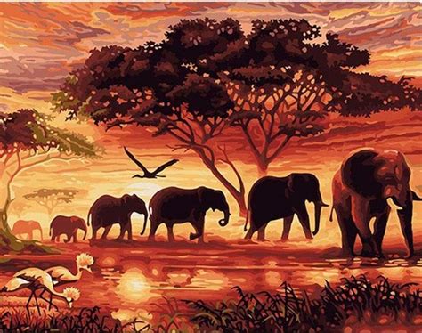 African Safari Van Go Paint By Number Kit Wall Art Canvas Painting