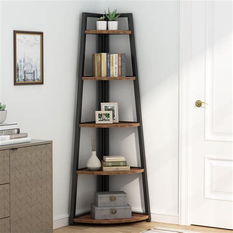 Tribesigns 70 Inches Tall Corner Shelf stand, Industrial 5 Tier Corner ...