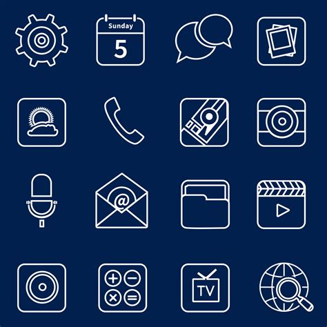 Mobile Applications Icons Outline 438333 Vector Art At Vecteezy