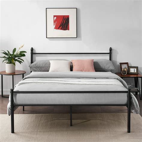 Metal Slat Platform Queen Bed Frame Bed Box Spring Replacement With