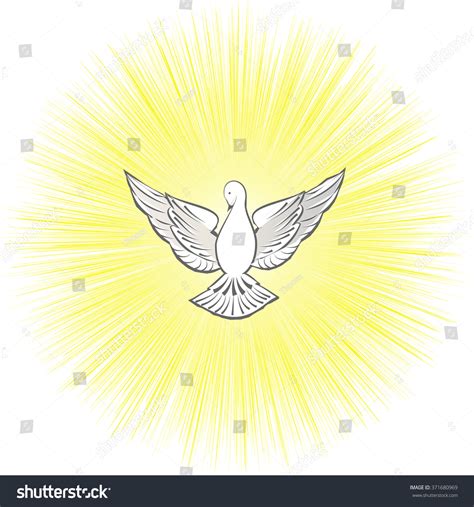 Holy Spirit Symbol Dove With Halo And Rays Of Light And Fire Symbols