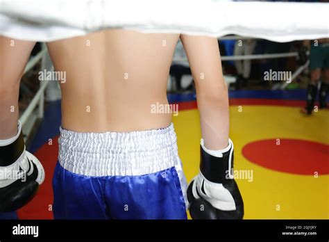 Kickboxing Fighter In A Ring Before Competition Closeup Stock Photo