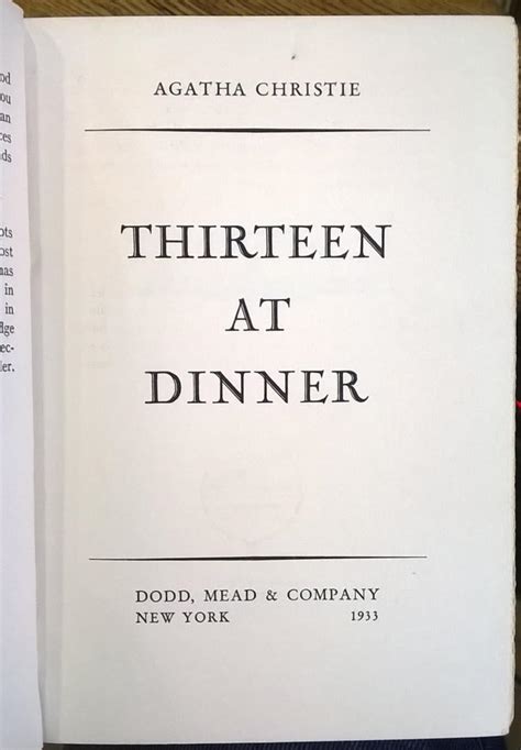 13 At Dinner By Agatha Christie Fair Hard Cover 1933