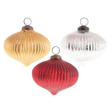 Set Of 3 Mercury Glass Sphere Shaped Ornaments Ross Simons