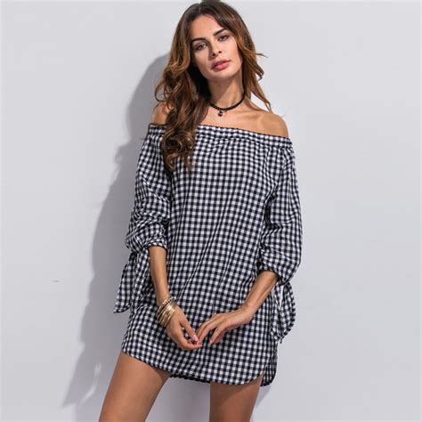 Fashion Loose Dresses Plaid Simple Summer Women Trendy Dresses Three