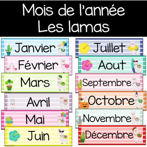 Mois De Lannée Lamas Learning French For Kids Teaching French
