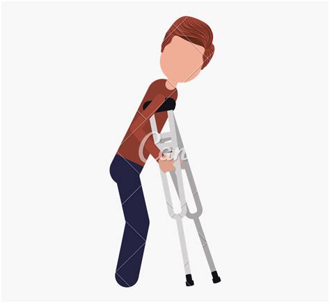 Clipart Man Crutch Icon Man Using Crutches Hd Png Download