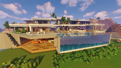 Minecraft Big Modern House Modern Mansion And Map Download Youtube