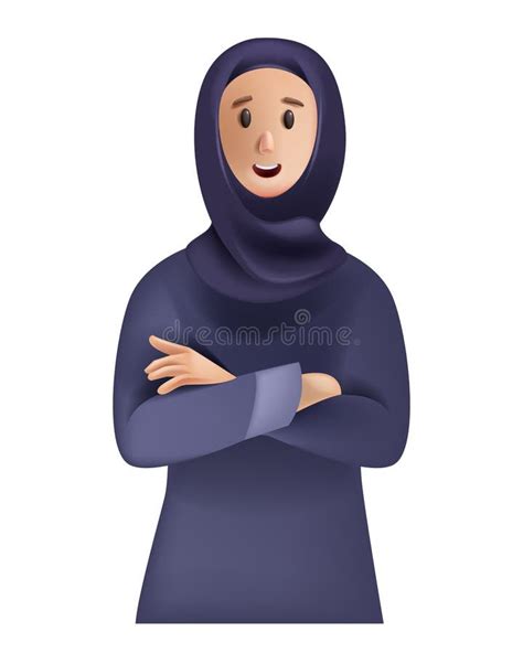 3d Arab Woman Character Vector Muslim Female Portrait Young Girl In