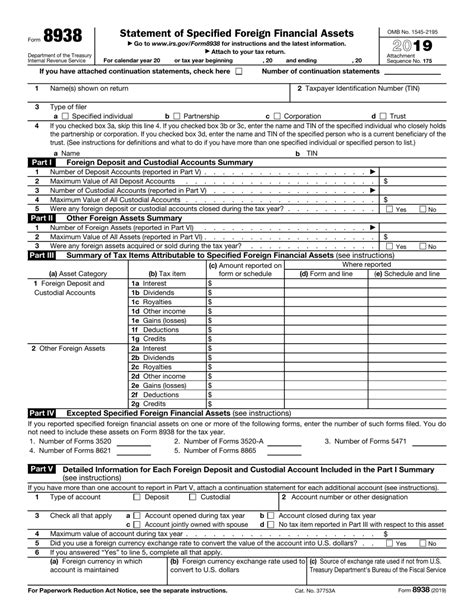 Irs Form 8938 Download Fillable Pdf Or Fill Online Statement Of
