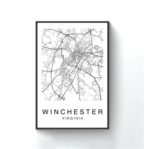 Winchester Map Print Winchester Map Poster Wall Art City Etsy