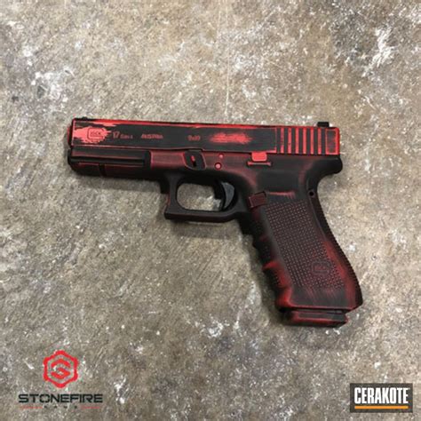 Battleworn Red Black Glock 17 Handgun By Web User Cerakote