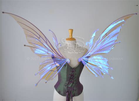 Extra Large Giant Flora Iridescent Fairy Wings In Lilac With Gold Ve