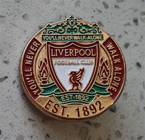 Liverpool Fc Official Gold Round Pin Badge With Club Crest Est 1892