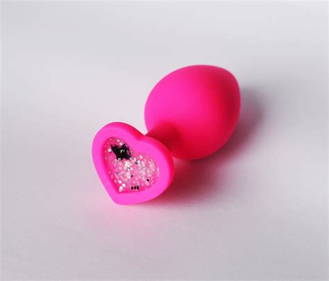 Pink Heart Butt Plug Beginer Silicone Sex Toy Sparkle Shaped Etsy