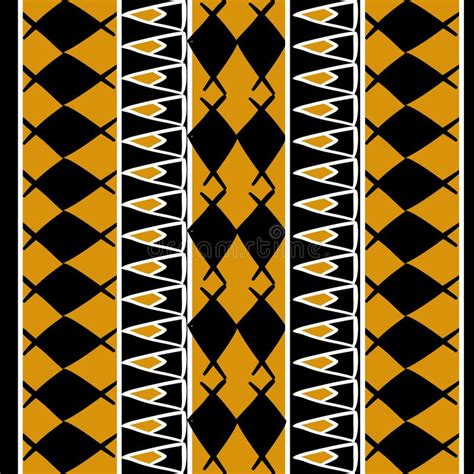 African Pattern Vector With Hand Drawn Tribal Ethnic Drawing With Gold