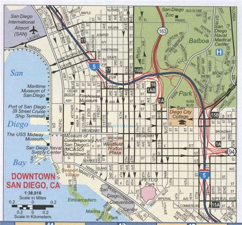 San Diego Downtown Map Free Printable Map Highway Downtown San Diego