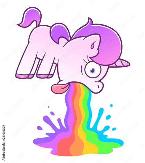 Cute Unicorn Puking Rainbow Stock Vector Adobe Stock