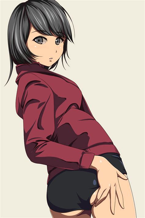 Matsunaga Kouyou Original Highres Girl Ass Beige Background