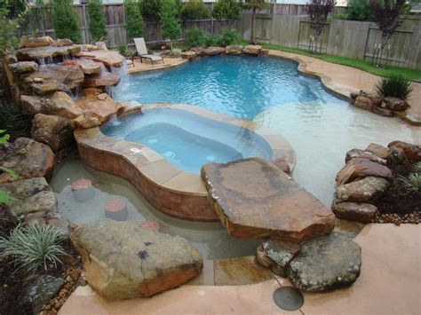 Rustic Swimming Pool With Natural Rock Pool Accent Water Feature Pool