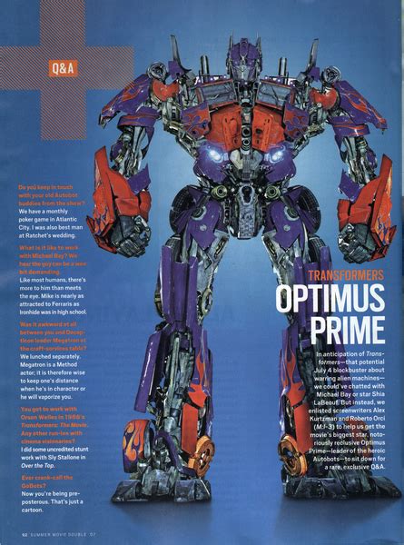 Transformers Movie Optimus Prime Image In Entertainment Weekly