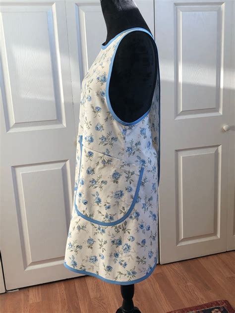 Blue Floral Pinafore Apron Adult Size Small Etsy
