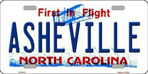 Asheville North Carolina State Background Novelty License Plate