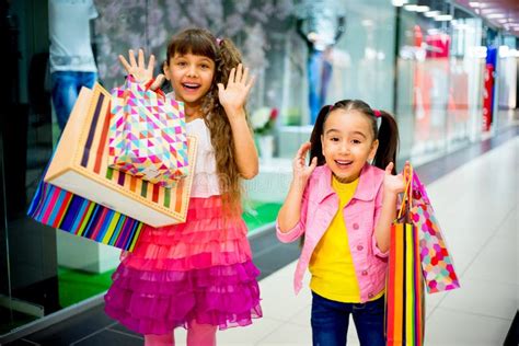 Kids Shopping In Mall Stock Photo Image Of Childhood 93740814