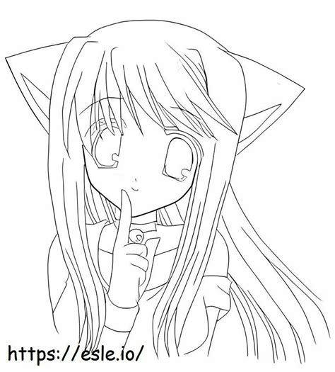 Face Anime Wolf Girl Coloring Page