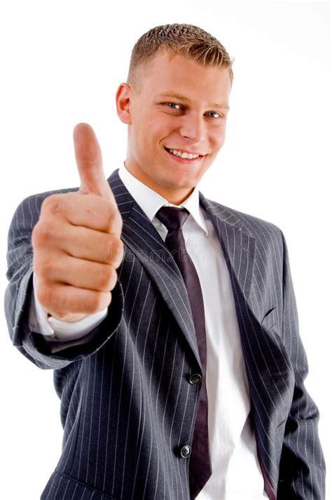 Smiling Manager Showing Thumbs Up Stock Photo Image Of Thumb