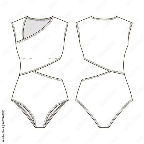 Fashion Technical Drawing Of Cut Out Swimsuit Stock Vector Adobe Stock