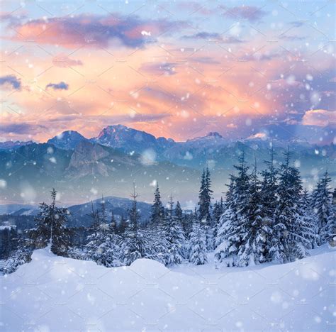 Beautiful Winter Alpine Mountain Featuring Winter Mountain And Snow