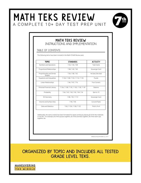 Test Prep Unit 7th Grade Teks Maneuvering The Middle