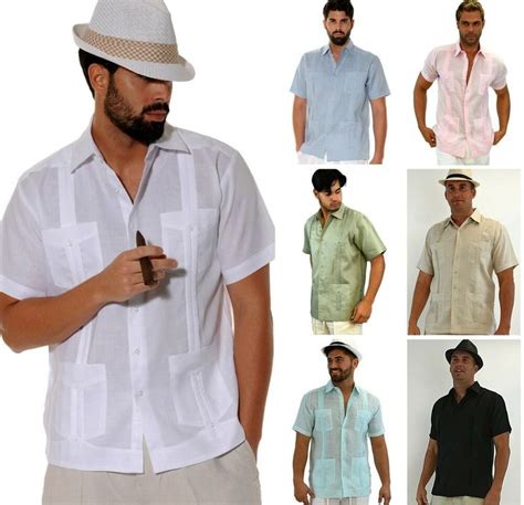 Mens Bohio 100 Linen Cuban Guayabera Classic 4 Pkt Shirt S~2xl