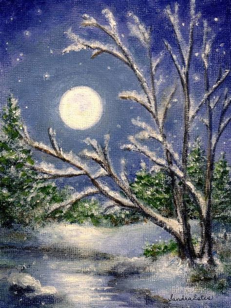 Full Snow Moon Painting By Sandra Estes Fine Art America