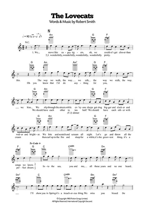 The Cure The Lovecats Sheet Music Notes Download Printable Pdf