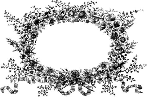 Vintage Floral Wreath Clip Art Image