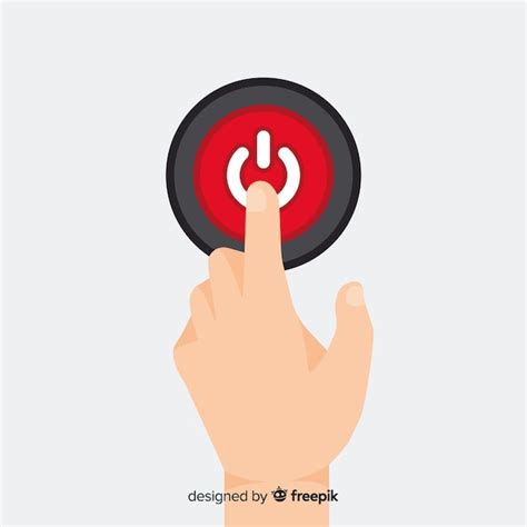 Free Vector Finger Pressing Red Start Button In Flat Style