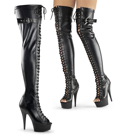 pleaser shoes and boots platforms exotic dancing thigh high boots