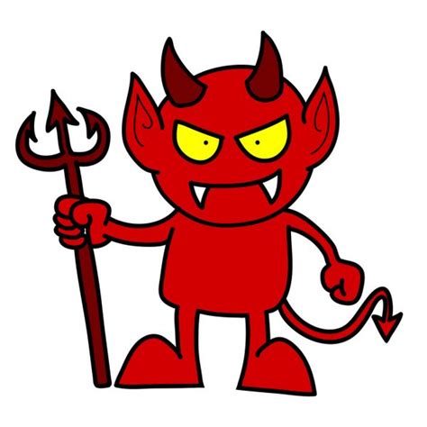 Vectores De Stock De Un Diablo Rojo De Dibujos Animados Con Cuernos