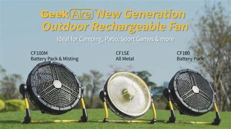 Geek Aire Cf100m Portable Outdoor Rechargeable Battery Powered Fan With