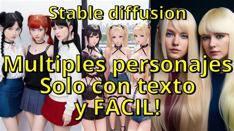 Múltiples Personajes Con Tu Prompt Stable Diffusion En Español Youtube