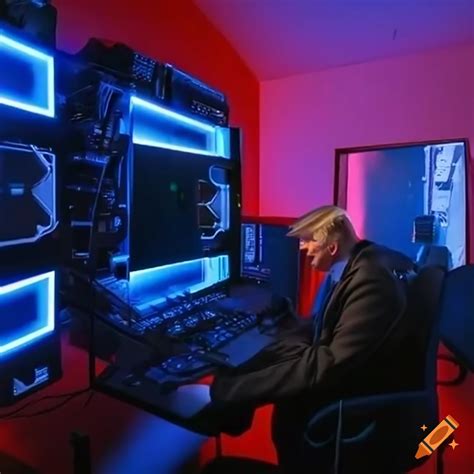 Donald Trump Playing Counter Strike 2 In A Futuristic Gamer Room On Craiyon