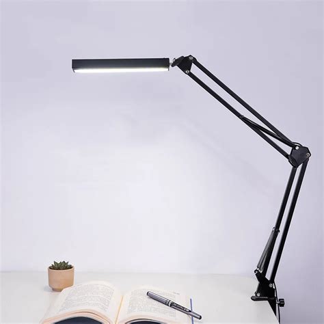 Led Swing Arm Desk Lamp Dimmable Bright Flexible Arm Lamp Clamp For