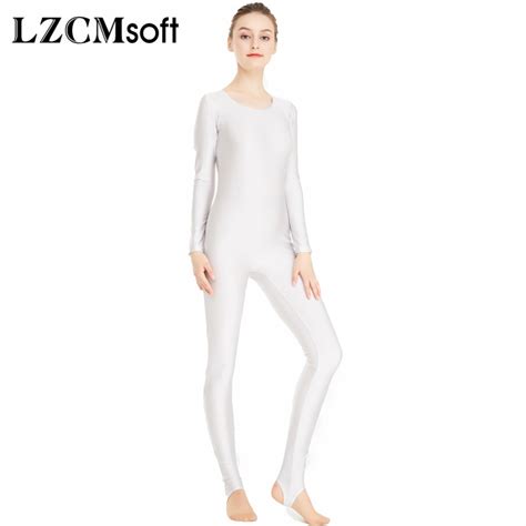 Lzcmsoft Ladies Lycra Spandex Full Body Unitard Women Long Sleeve Bodysuit Stage Performance