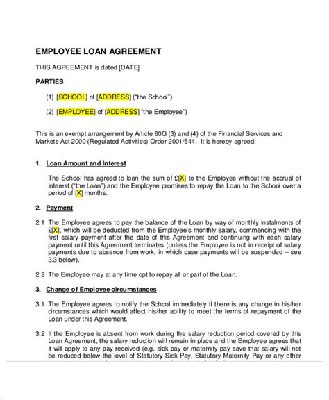 loan agreement templates word  pages