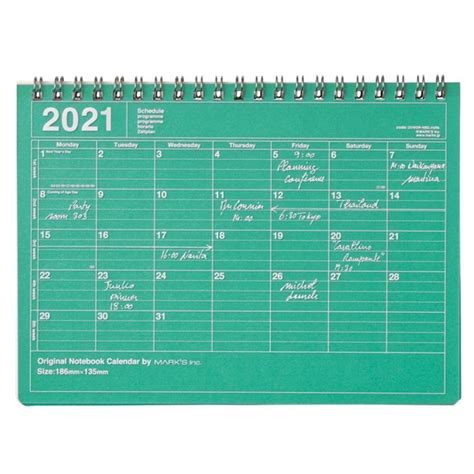 Calendrier Notebook 2021 S Marks