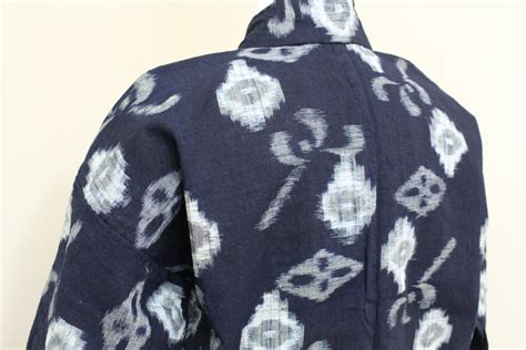 Ikat Haori Jacket Vintage Japanese Indigo Kasuri Cotton Folk Noragi