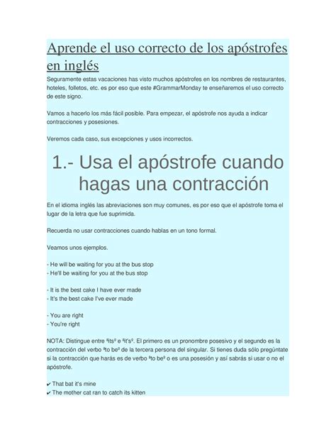 Aprende El Uso Correcto De Los Apóstrofes En Inglés Download Docx