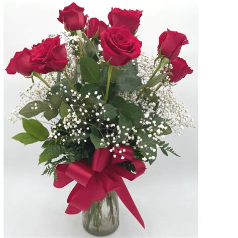 One Dozen Premium Long Stem Red Roses With Filler Relles Florist